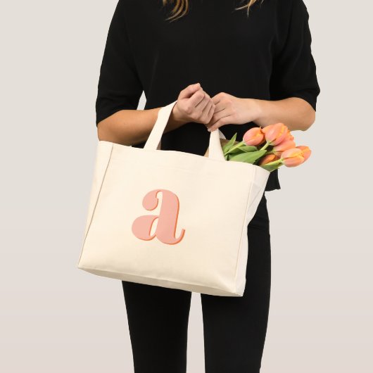 Mini Tote Bag Pastel Rose Orange Monogramme Lettres Rétro (Devant (produit))