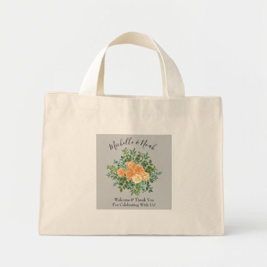 Mini Tote Bag Peach Grey Mariage Spring Floral (Devant)