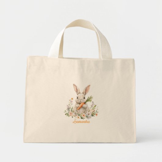 Mini Tote Bag Personalized Easter Bunny Kitchen Towel  (Devant)