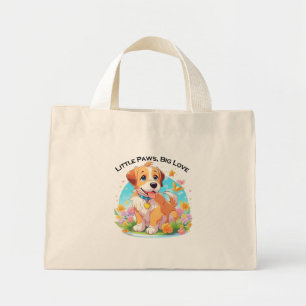 Mini Tote Bag Petits Poches De Chiot Mignonne Grand Amour