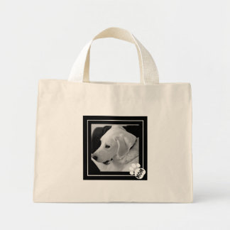 Mini Tote Bag Photo en noir et blanc de maman chien patte mignon