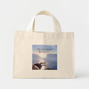 Mini Tote Bag Photo Ocean Christ ressuscité Bible Verse Pâques