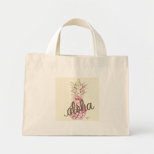 Mini Tote Bag Pink Aloha Pineappy Tiny Fourre-tout (Devant)
