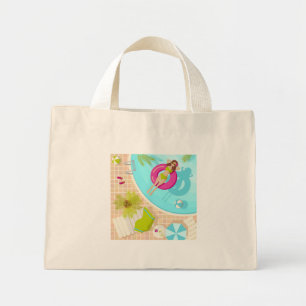Mini Tote Bag Piscine fille en bikini plage d'été