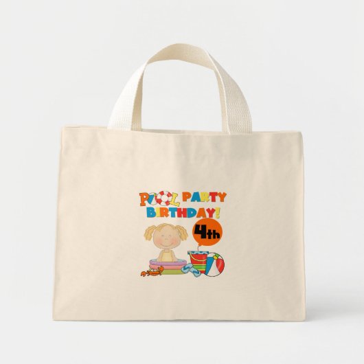 Mini Tote Bag Pool Party 4th Birthday Tshirts et cadeaux (Devant)