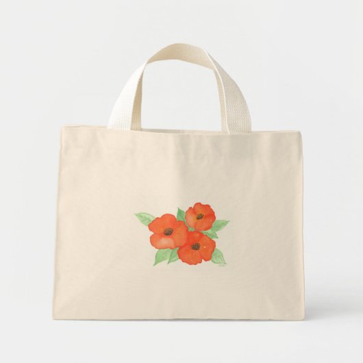 Mini Tote Bag Poppies orange (Devant)