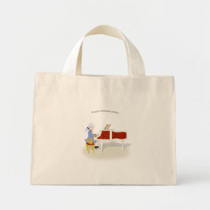 Mini Tote Bag "Pratique Conserve Parfaite" Mozart Jouant Du Pian