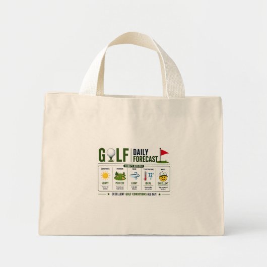 Mini Tote Bag Prévisions météo dicton drôle de golf (Devant)