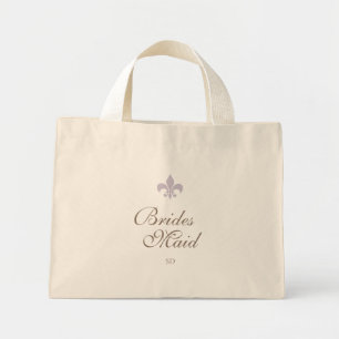 Mini Tote Bag Purple Français Fleur de Lis Bridesmaid Initial