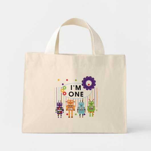 Mini Tote Bag Robot Tshirts et cadeaux d'anniversaire (Devant)