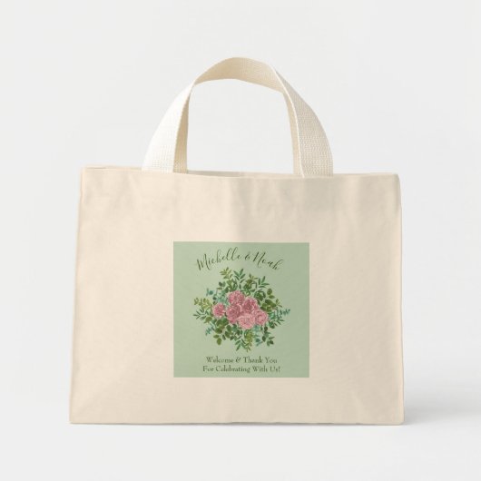 Mini Tote Bag Roses roses Jardin Printemps Mariage (Devant)
