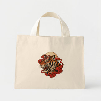 Mini Tote Bag Rugissement cramoisi — Art de tigre inspiré du Jap