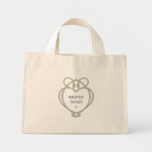 Mini Tote Bag Sage Green Irlandais Céltic Swan Bridesmaid Initia (Devant)