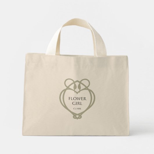 Mini Tote Bag Sage Green Irlandais Swan Love Knot Flower Nom de (Dos)