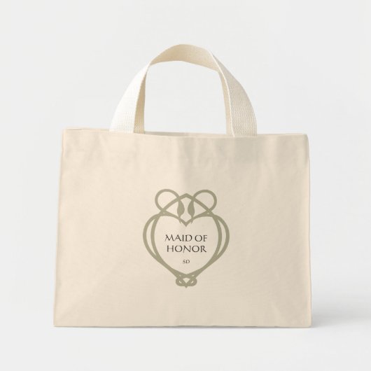 Mini Tote Bag Sage Irish Celtic Swan Maid of Honor Initiales (Devant)