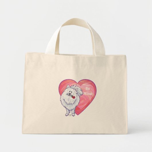 Mini Tote Bag Saint Valentin Poméranie Blanche (Devant)