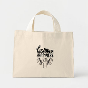 Mini Tote Bag santé est bonheur motivation de gym design