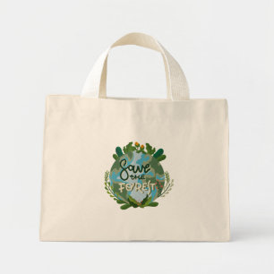 Mini Tote Bag Sauvez la forêt