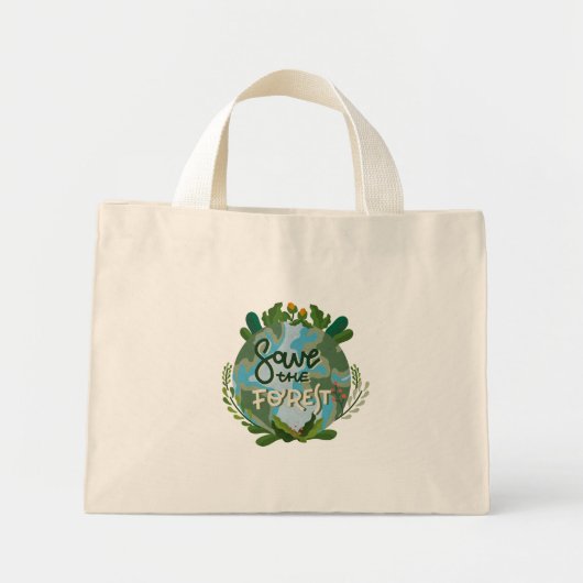 Mini Tote Bag Sauvez la forêt (Devant)