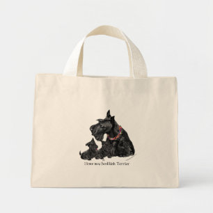 Mini Tote Bag Scottish Terrier Mère & Pups