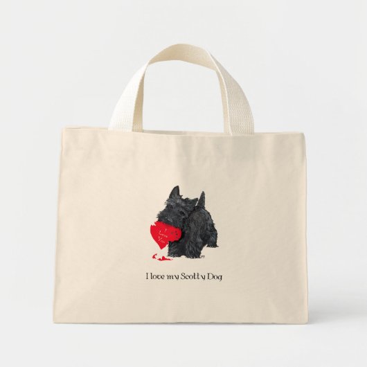Mini Tote Bag Scottish Terrier Valentine (Devant)