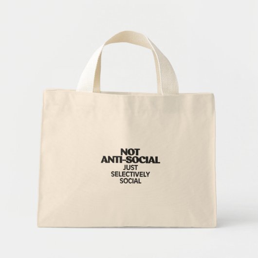 Mini Tote Bag Selectively Social Statement Typography Design (Devant)