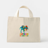 Mini Tote Bag Sensibilisation sur l'autisme Dinosaur T-Rex Pour  (Dos)