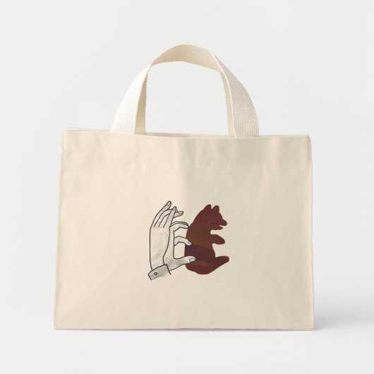 Mini Tote Bag Silhouette à la main Cube d'ours Brown (Devant)