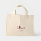 Mini Tote Bag Simple Elegant Christmas Pine Tree | Black (Devant)