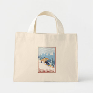 Mini Tote Bag Ski de descente - Crystal Mountain, WA