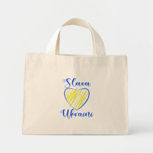 Mini Tote Bag Slogan Slava Ukraine Gloire à Ukraine coeur Fourre