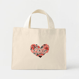 Mini Tote Bag Soyez avec l'Ukraine lettrage et coeur