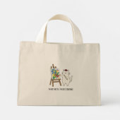 Mini Tote Bag Studio de création de chat blanc, conception de pe (Dos)