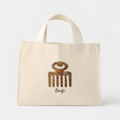 Mini Tote Bag Symbole Adinkra d'Afrique ethnique Duafe (Devant)