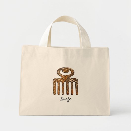Mini Tote Bag Symbole Adinkra d'Afrique ethnique Duafe (Devant)