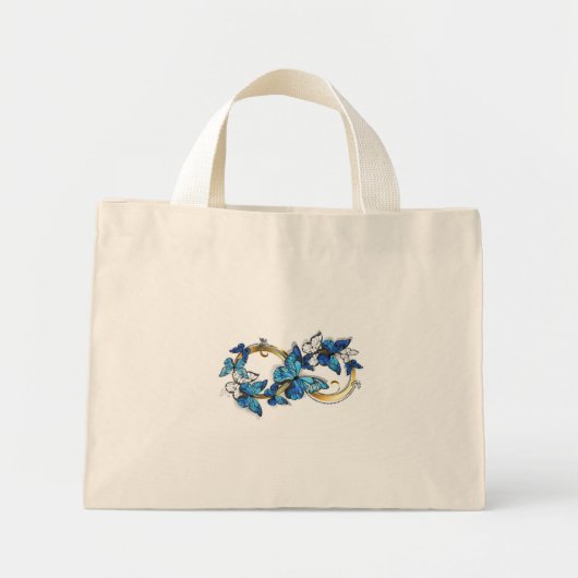 Mini Tote Bag Symbole infini de papillons Morpho bleus (Devant)
