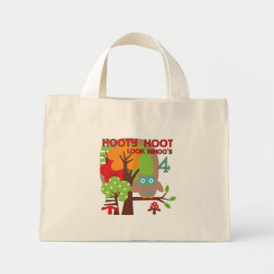 Mini Tote Bag T-shirts et cadeaux Owl 4th Birthday