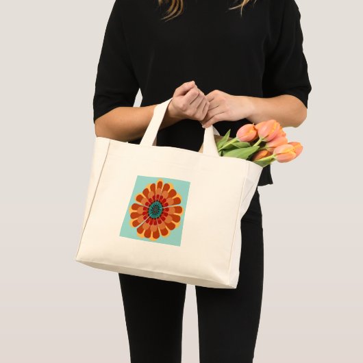 Mini Tote Bag Terracotta & Fleur Turquoise (Devant (produit))