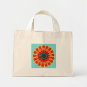 Mini Tote Bag Terracotta & Fleur Turquoise (Devant)
