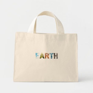Mini Tote Bag TERRE avec ciel, arbres, désert, océan et rochers