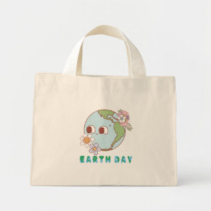 Mini Tote Bag Terre mignonne avec des fleurs Jour des terres joy