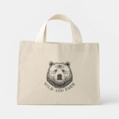 Mini Tote Bag Tête D'Ours, Sauvage Et Libre, Illustration Dessin (Dos)