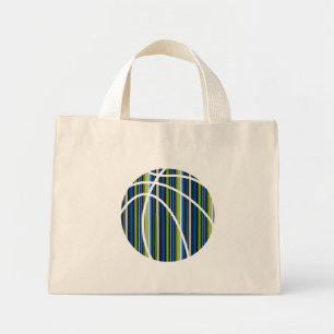 Mini Tote Bag Tous les Boy Stripe Blue et Green Basketball Fourr
