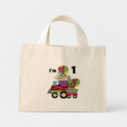 Mini Tote Bag Train Jungle 1er Anniversaire T-shirts et cadeaux (Devant)