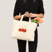 Mini Tote Bag Trois Fraises Sur La Tcna Blanche (Devant (produit))