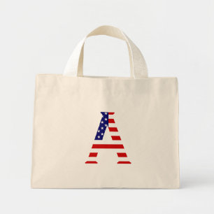 Mini Tote Bag Un monogramme superposé sur le drapeau américain t
