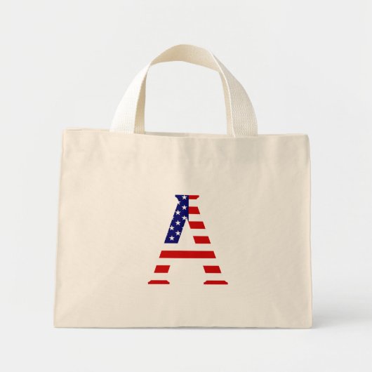 Mini Tote Bag Un monogramme superposé sur le tcnt du drapeau amé (Devant)