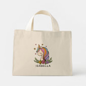Mini Tote Bag Unicorn mignon Whimsical Girl Nom personnalisé (Dos)