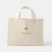 Mini Tote Bag Vert Fleur de Lis Groom Monogramme initial (Dos)