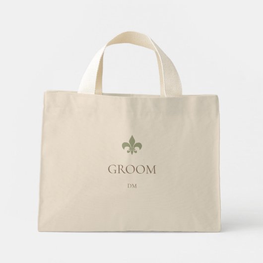 Mini Tote Bag Vert Fleur de Lis Groom Monogramme initial (Dos)